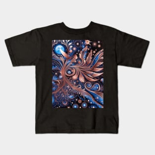 Other Worldly Designs- nebulas, stars, galaxies, planets with feathers Kids T-Shirt